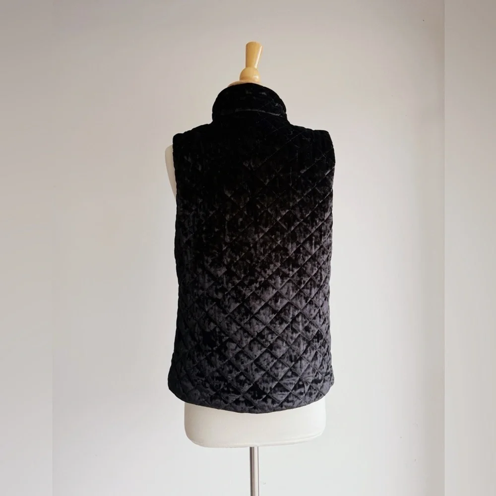 Charter Club Quilted Velvet Puffer Vest Black Cozy Luxe Medium